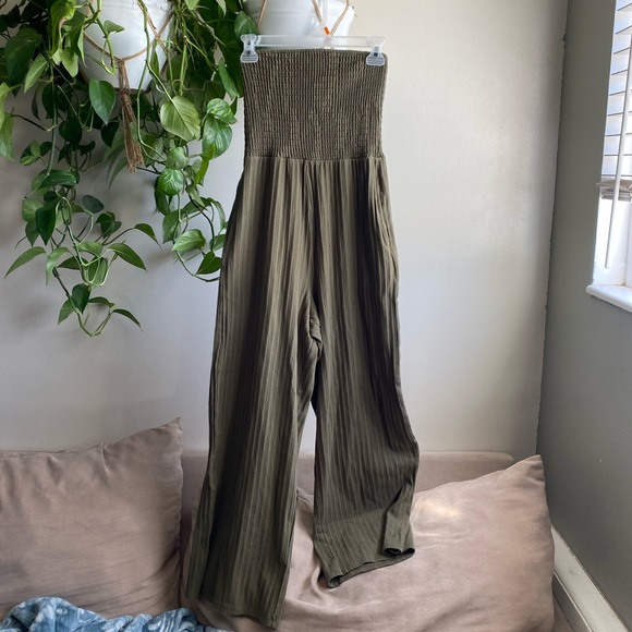 American Eagle Outfitters Pants - Brand New Olive Strapless Jumpsuit